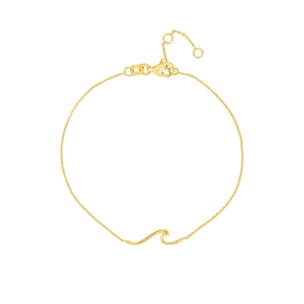 14K Solid Gold Wave Element Adjustable Bracelet